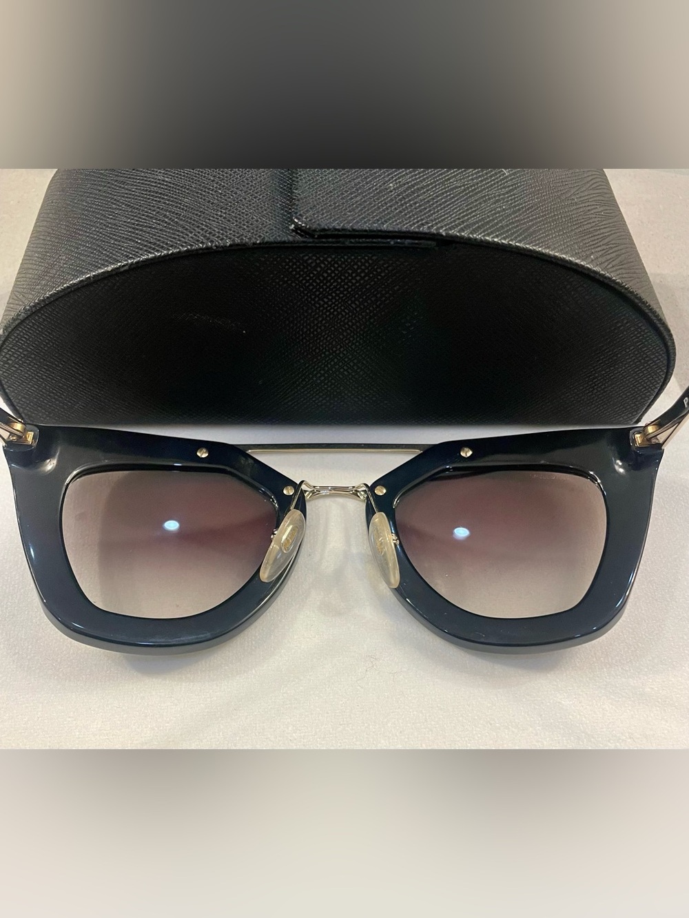 Prada Black Sunglasses with Gold Bridge - Picture 5 of 6